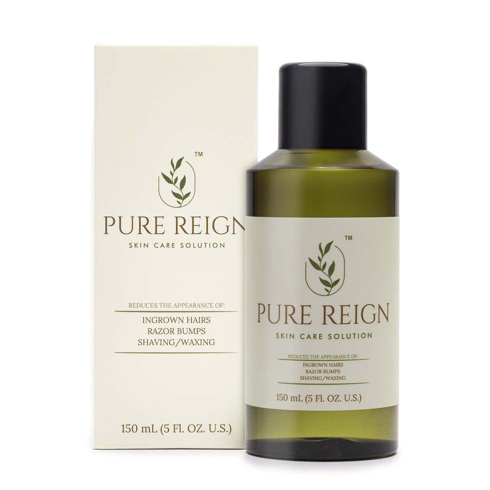 Pure Reign Skin Solution bottle for post shave care and smoother skin.
