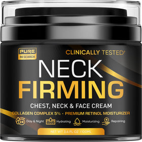 Pure Research neck firming cream bottle shows lifting and smoothing for the neck