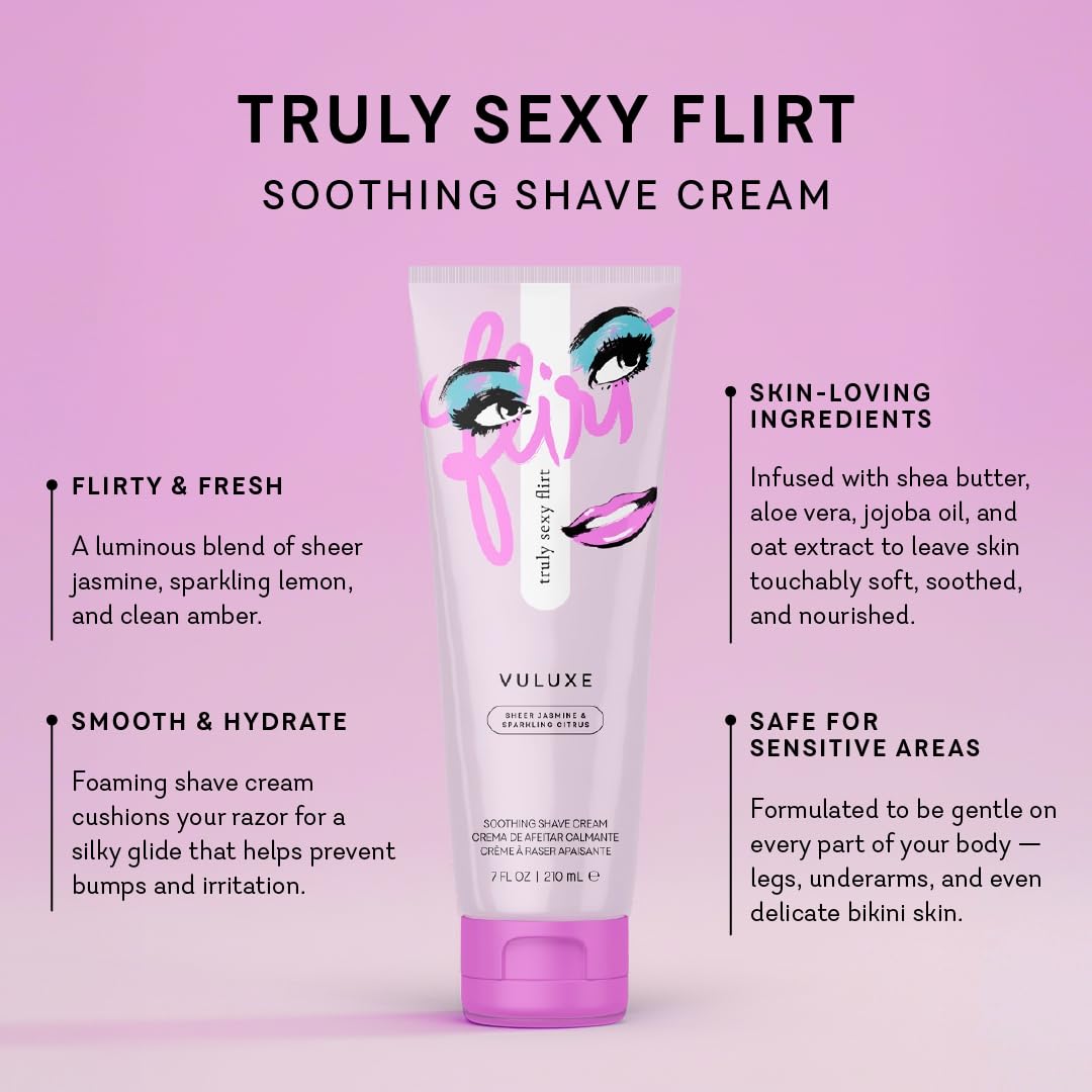 Pure Romance Vuluxe hydrating ingredients showcase shea butter for glide