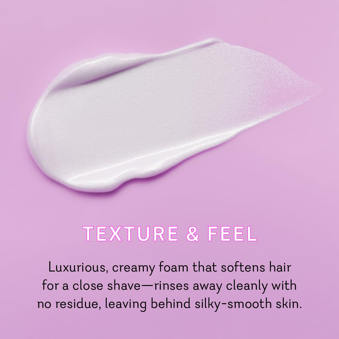 Vuluxe shaving cream scent notes of orchid, blackberries, and vanilla musk
