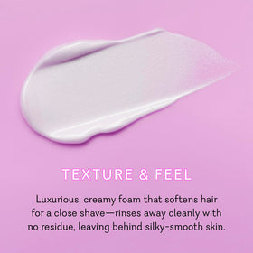 Vuluxe shaving cream scent notes of orchid, blackberries, and vanilla musk