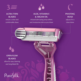 Pure Silk Contour 3 disposable razors pack back view