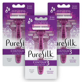 Pure Silk Contour 3 lubricating strip close-up with Aloe and Vitamin E