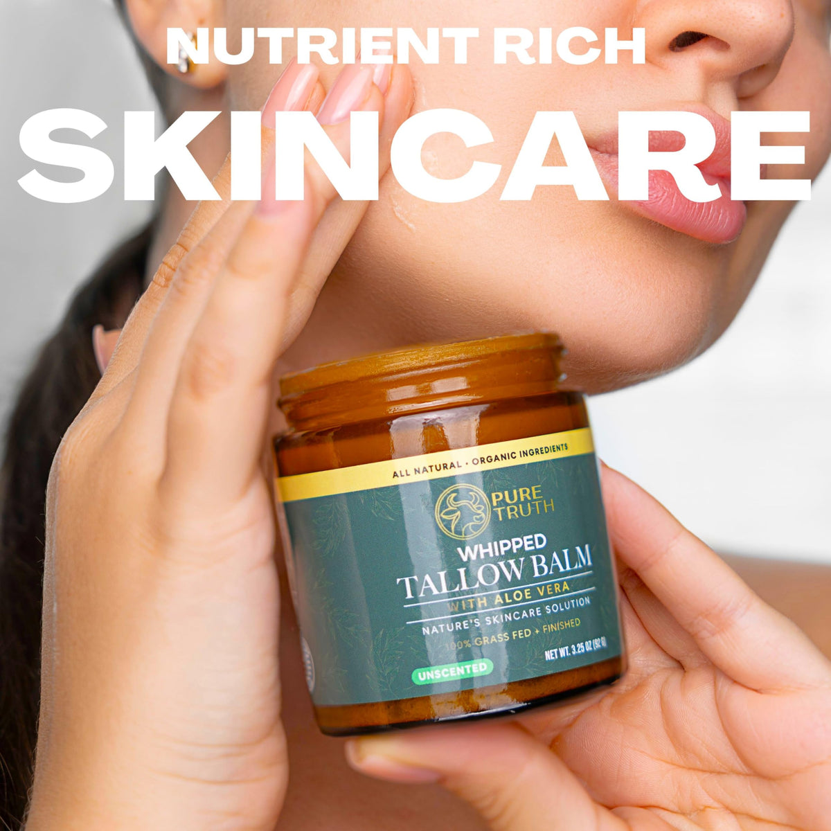 Pure Truth unscented balm on body for versatile use