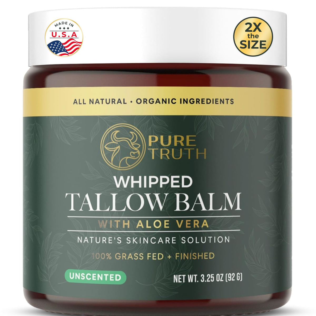 Pure Truth whipped tallow balm unscented jar close-up for deep hydration
