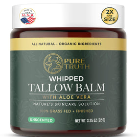 Pure Truth whipped tallow balm unscented jar close-up for deep hydration