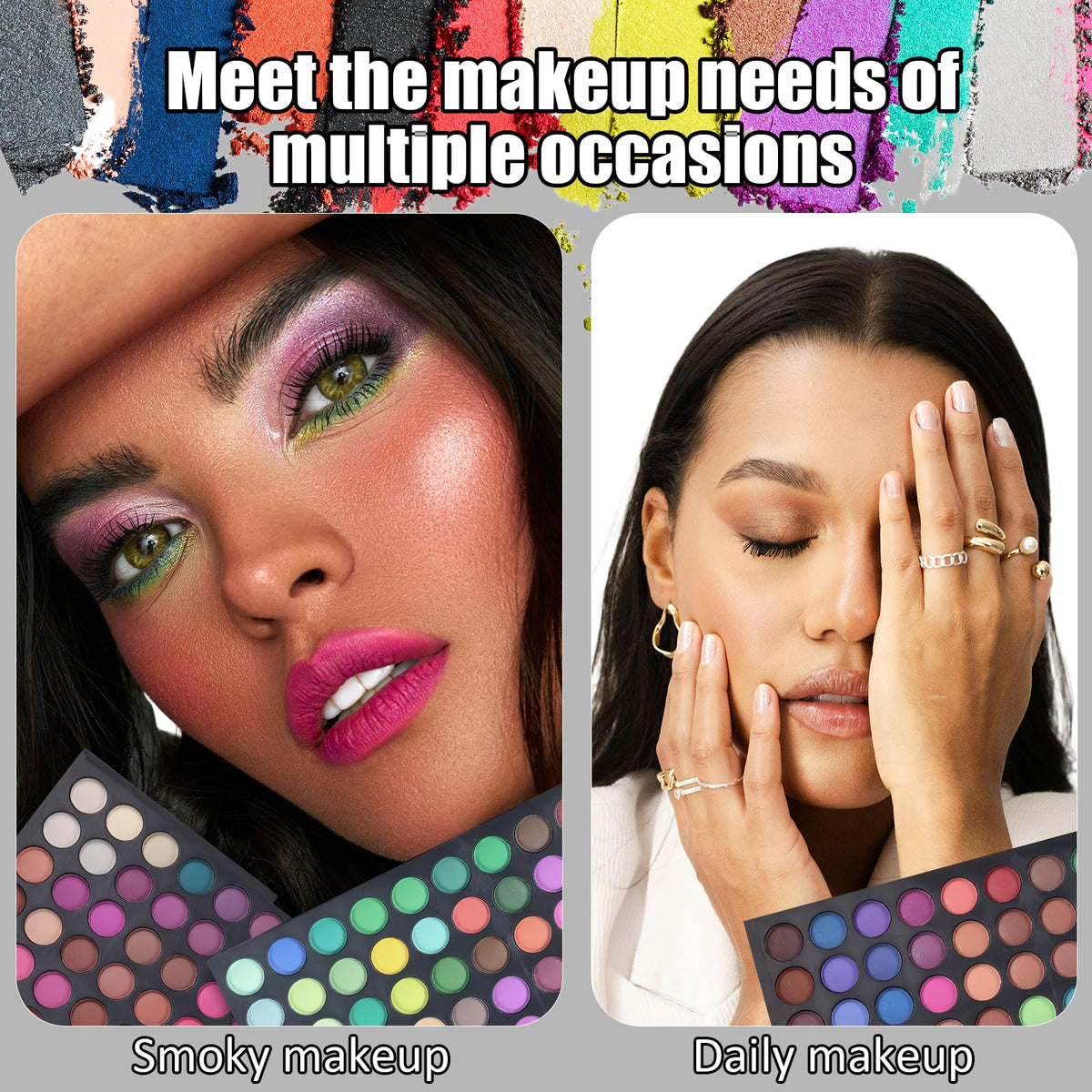 Matte and shimmer finishes in Pure Vie palette for varied looks