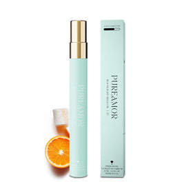 PUREAMOR Moonlight Mellow bottle highlights neroli and orange notes for a bright daytime mood.