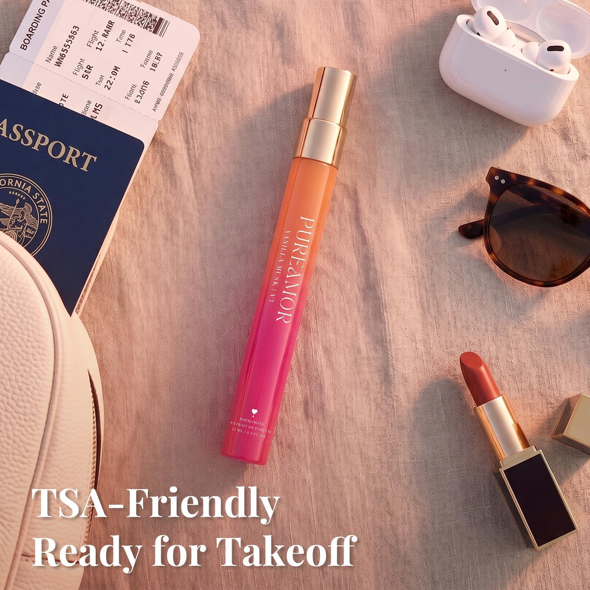 PUREAMOR Vanilla Musk fine mist spray provides even, lasting coverage.