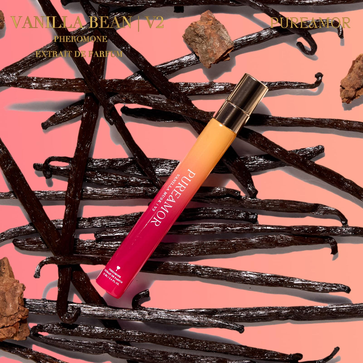 PUREAMOR Vanilla Musk floral heart-notes emphasize a romantic scent.