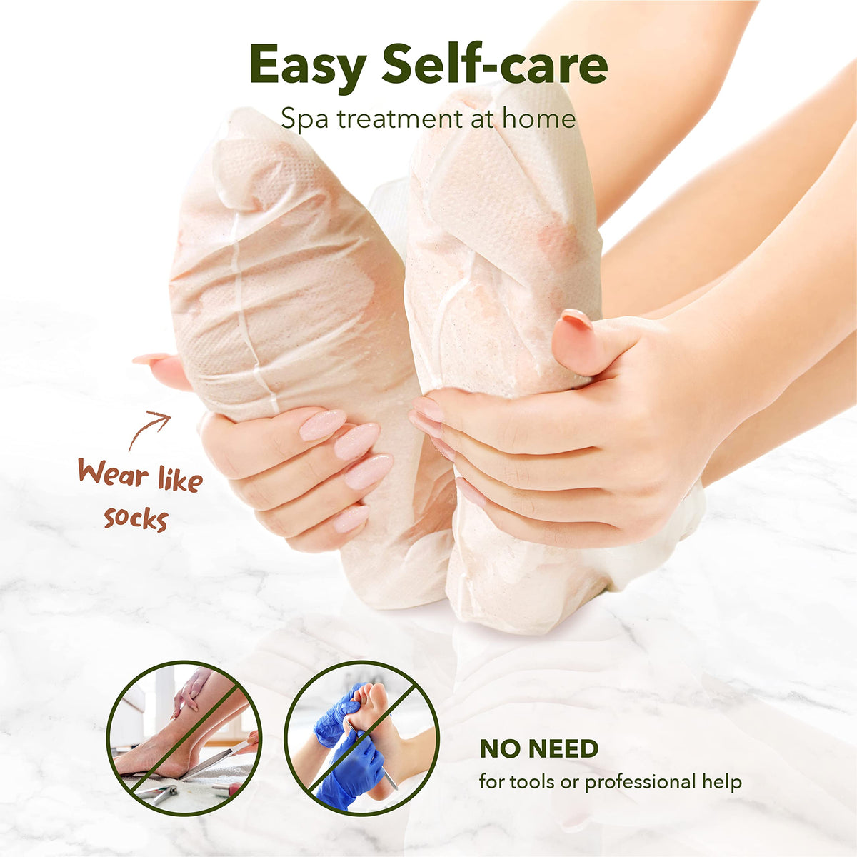 Purederm foot peeling mask exfoliates dead skin gently.
