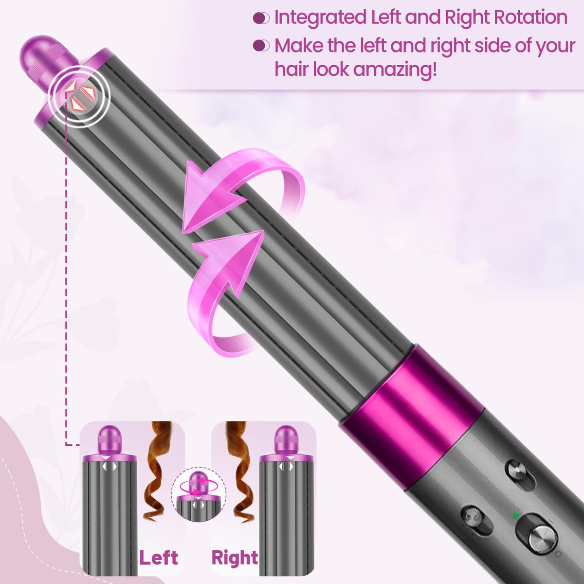 PUREGUST direction control top knob enables seamless curl direction changes