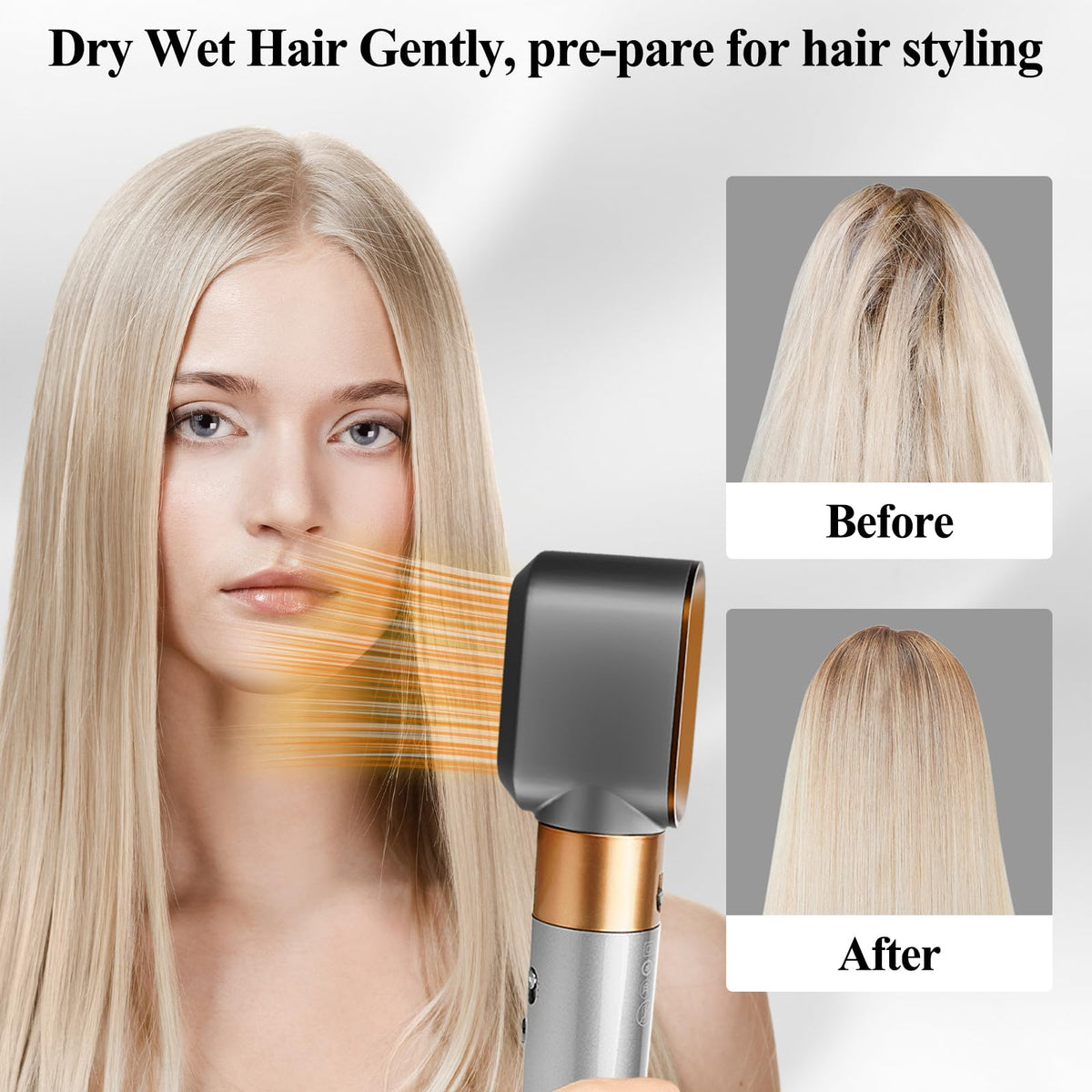 PUREGUST Pre-Styling Dryer, gold top view, compatible with Dyson Airwrap HS01 HS05