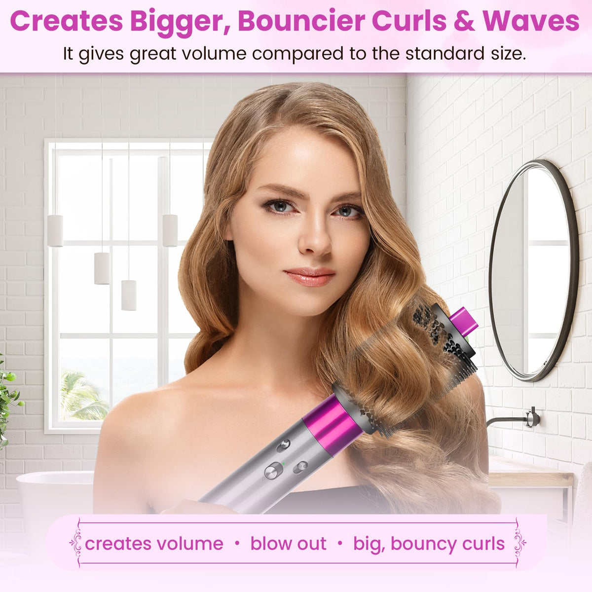 PUREGUST rose brush on damp hair demonstrates rapid volumizing styling
