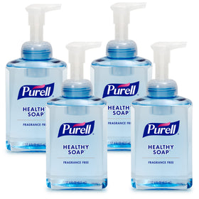 Purell HEALTHY SOAP Gentle & Free Foam bottle front view, fragrance-free formula for gentle cleansing.