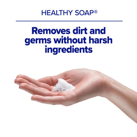Purell HEALTHY SOAP Gentle & Free Foam bottle side view, compact countertop footprint.