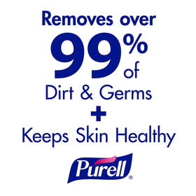 Close-up of Purell HEALTHY SOAP label, fragrance-free and free from dyes.