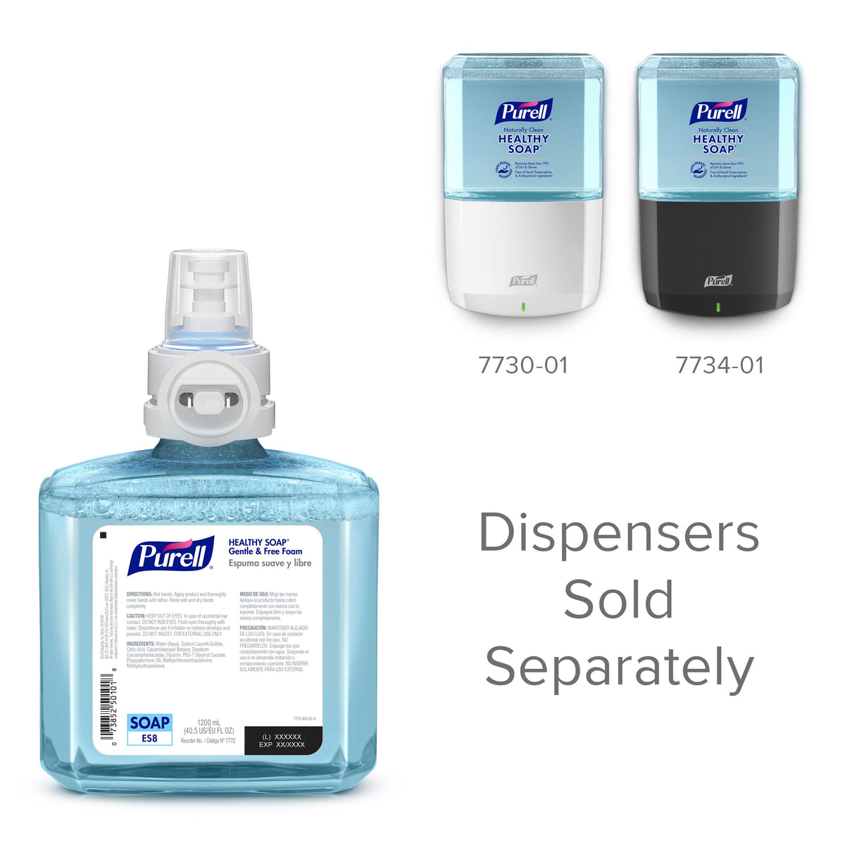 Purell transparent refill allows quick level checks without opening the dispenser.