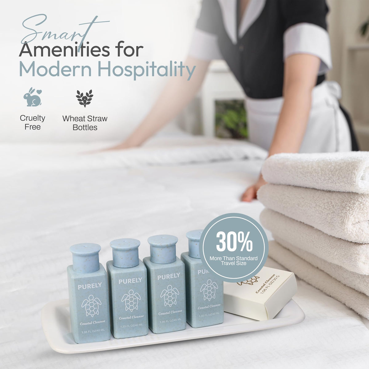 Purely Coastal Cleanse lotion tube providing gentle moisture for amenities