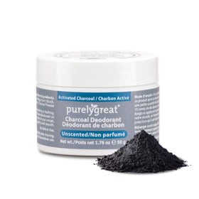 Purelygreat Charcoal Deodorant unscented 1.76oz tube delivers long-lasting odor defense.