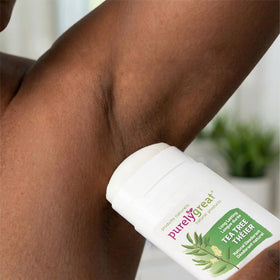 Travel-size Purelygreat Tea Tree Deodorant Stick ideal for packing.