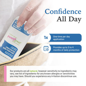 Purelygreat vegan cruelty-free badge signals responsible personal care.