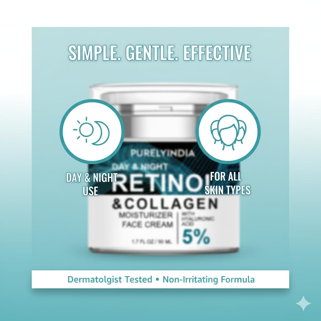 Purelyindia Retinol Cream daytime absorption delivers a fresh glow