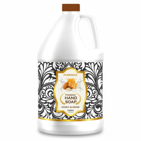 Puremax honey almond foaming hand soap bottle with rich foam for cleansing.