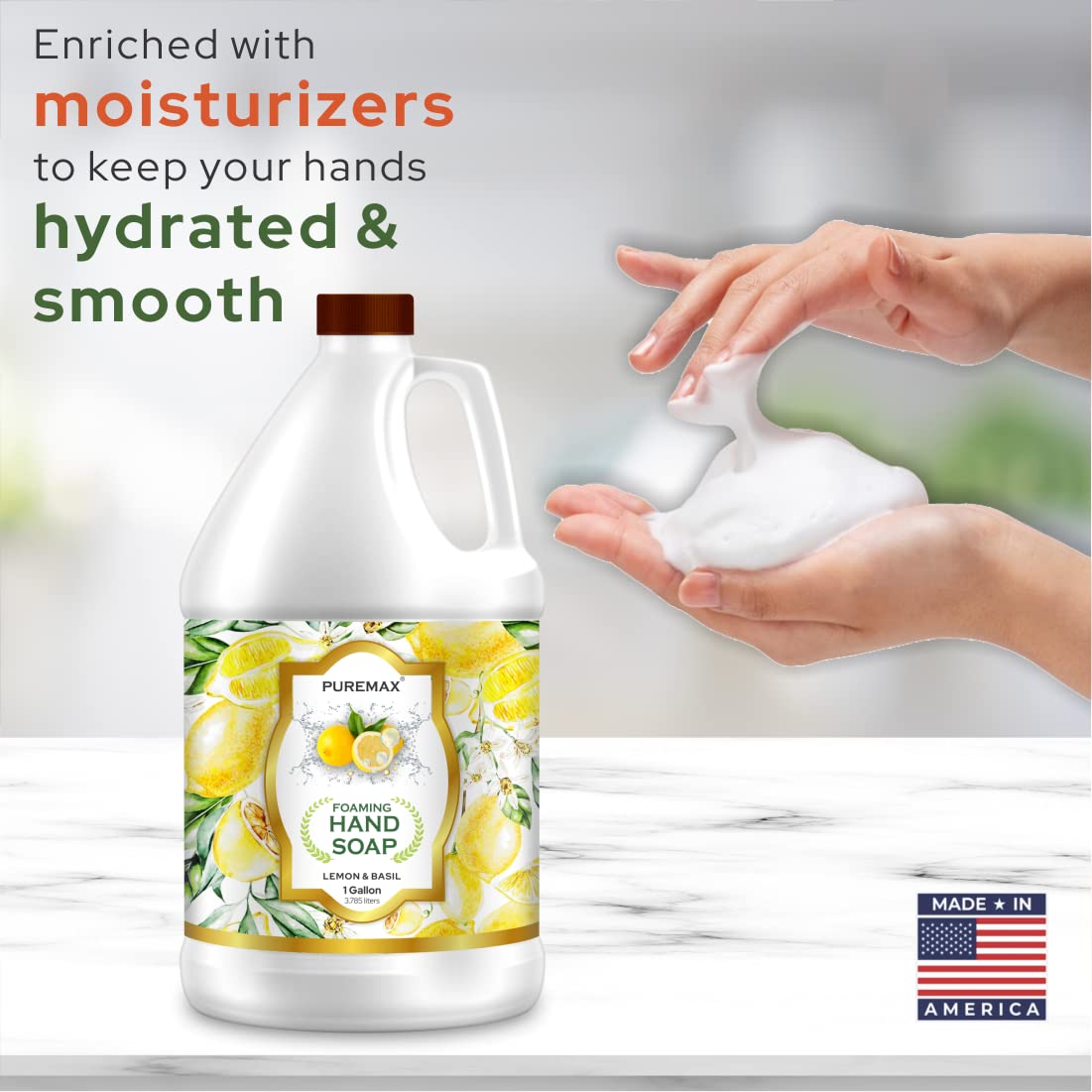 Puremax lemon basil scent dispenser-ready hand soap for bathrooms