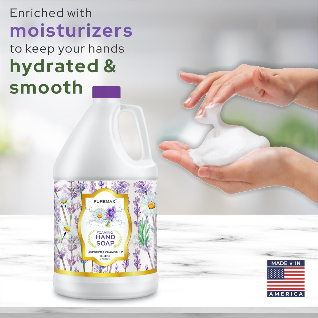 Puremax rich creamy foam refill emphasizing dense, easy-to-rinse foam