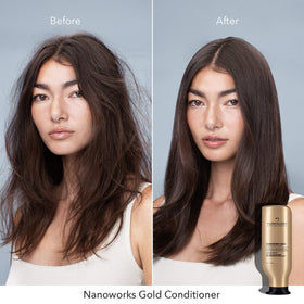 Creamy texture visual suggests rich moisturization without weighing down fine strands.