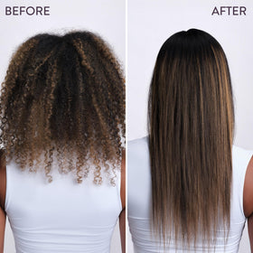 Pureology Smooth Gloss Treatment Mask on hair strands showing 8x smoother feel