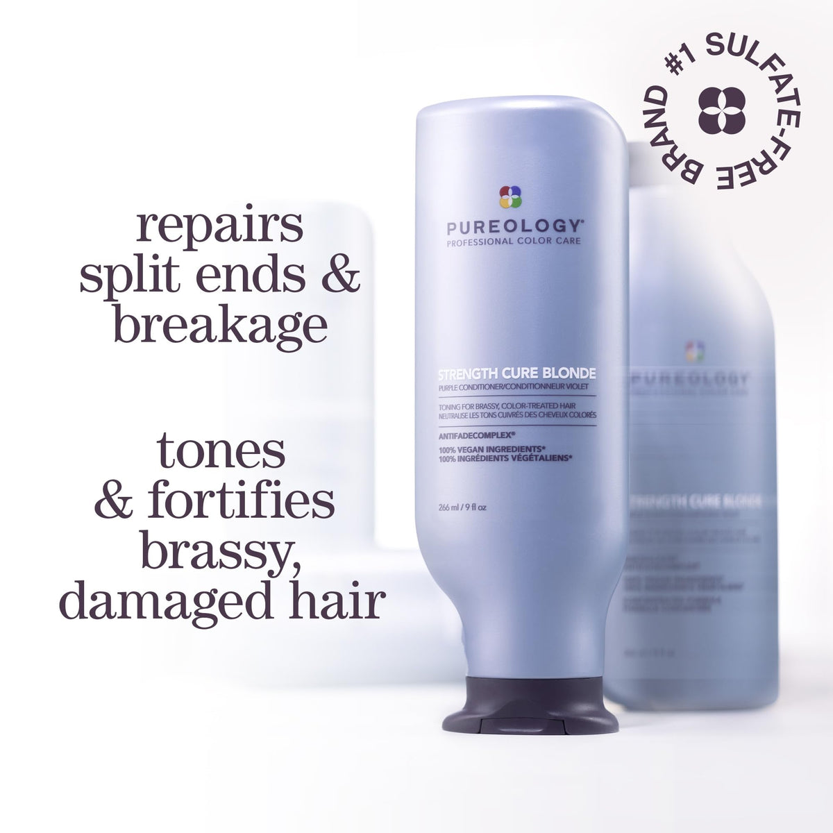 Pureology Strength Cure Blonde Purple Conditioner pump seals in moisture while toning