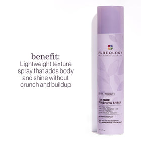 Close-up of Pureology Texture Finishing Spray mist forming texture on hair.