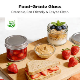 PureRoot honey jar in clear glass to showcase honey.
