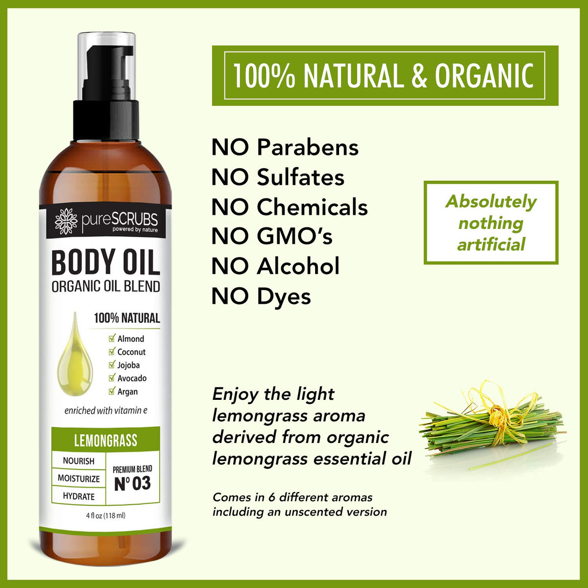 PureSCRUBS lemongrass oil droplets in a bath for hydrating soak