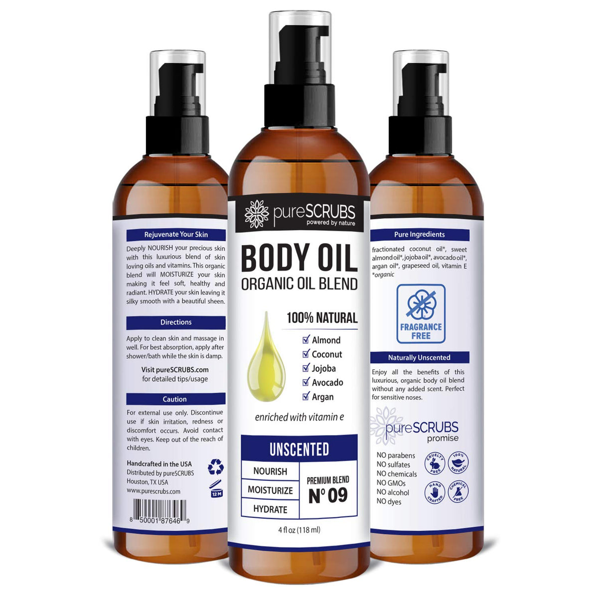 PureSCRUBS body oil texture gliding onto skin for silk soft hydration