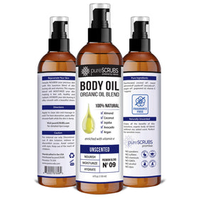 PureSCRUBS body oil texture gliding onto skin for silk soft hydration