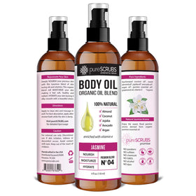 PureSCRUBS Organic Oil Blend provides deep hydration with jojoba, coconut, and argan.