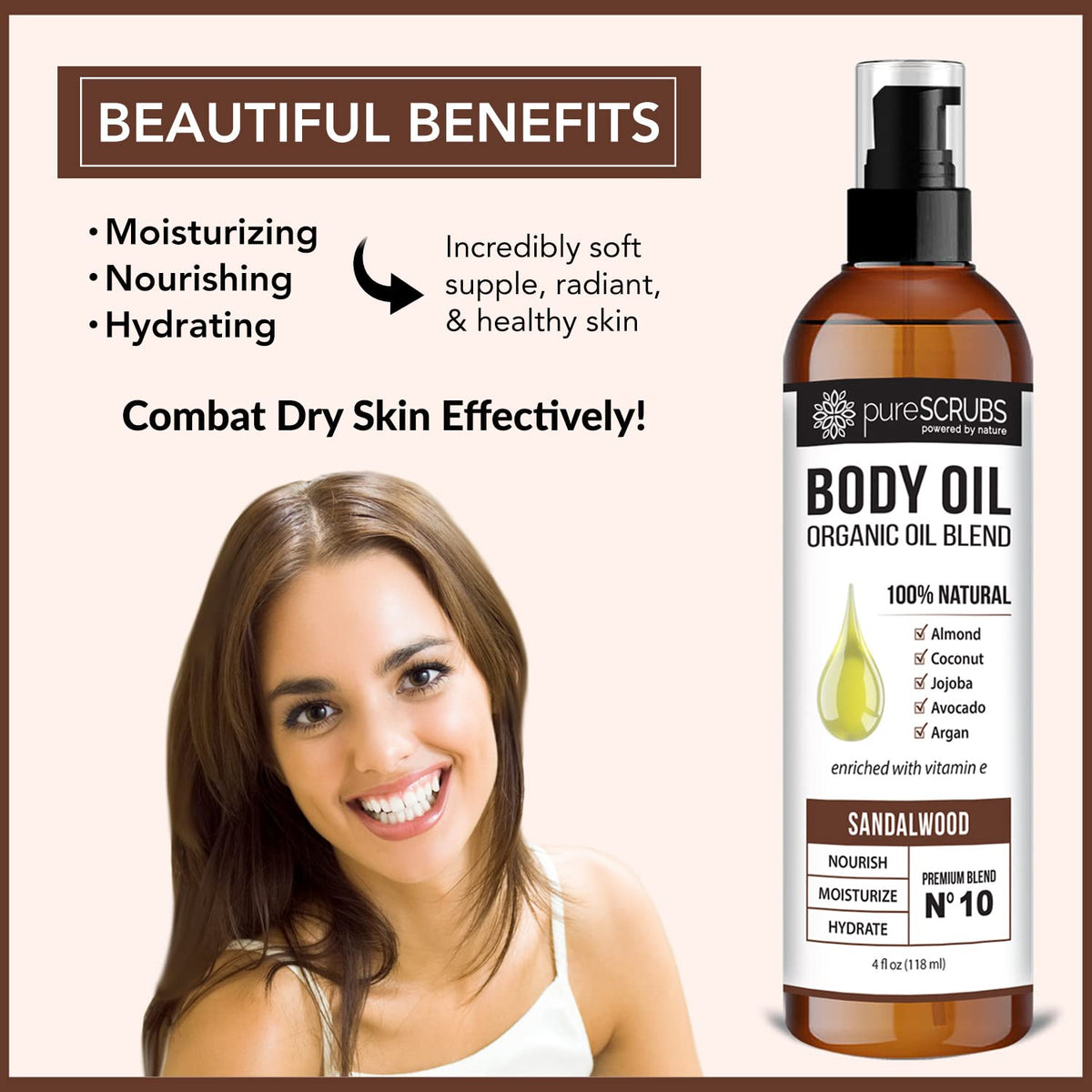 PureSCRUBS Sandalwood aroma enhances a luxurious massage experience.