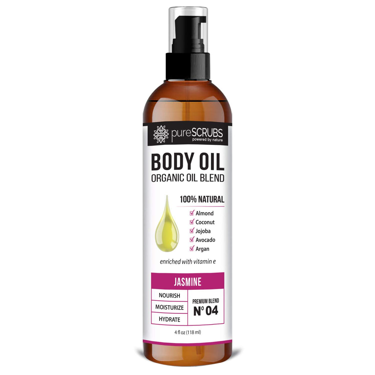 PureSCRUBS Jasmine Body Oil Spray delivers smooth, nourished skin with a silky feel.