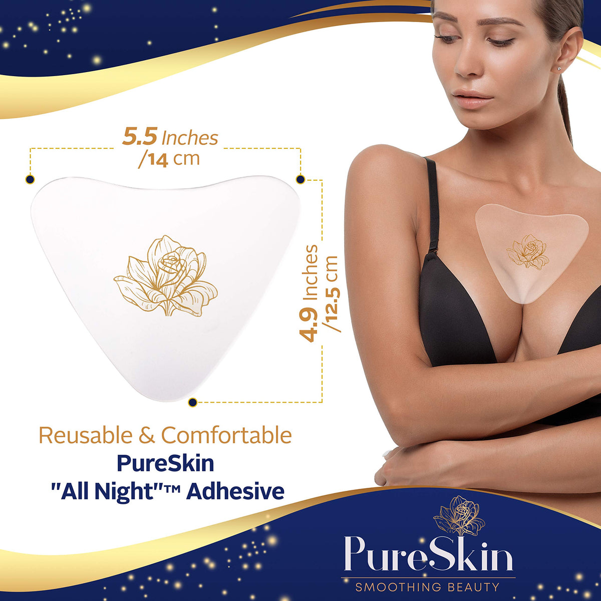 PureSkin chest patches in bedtime setup for night wear.