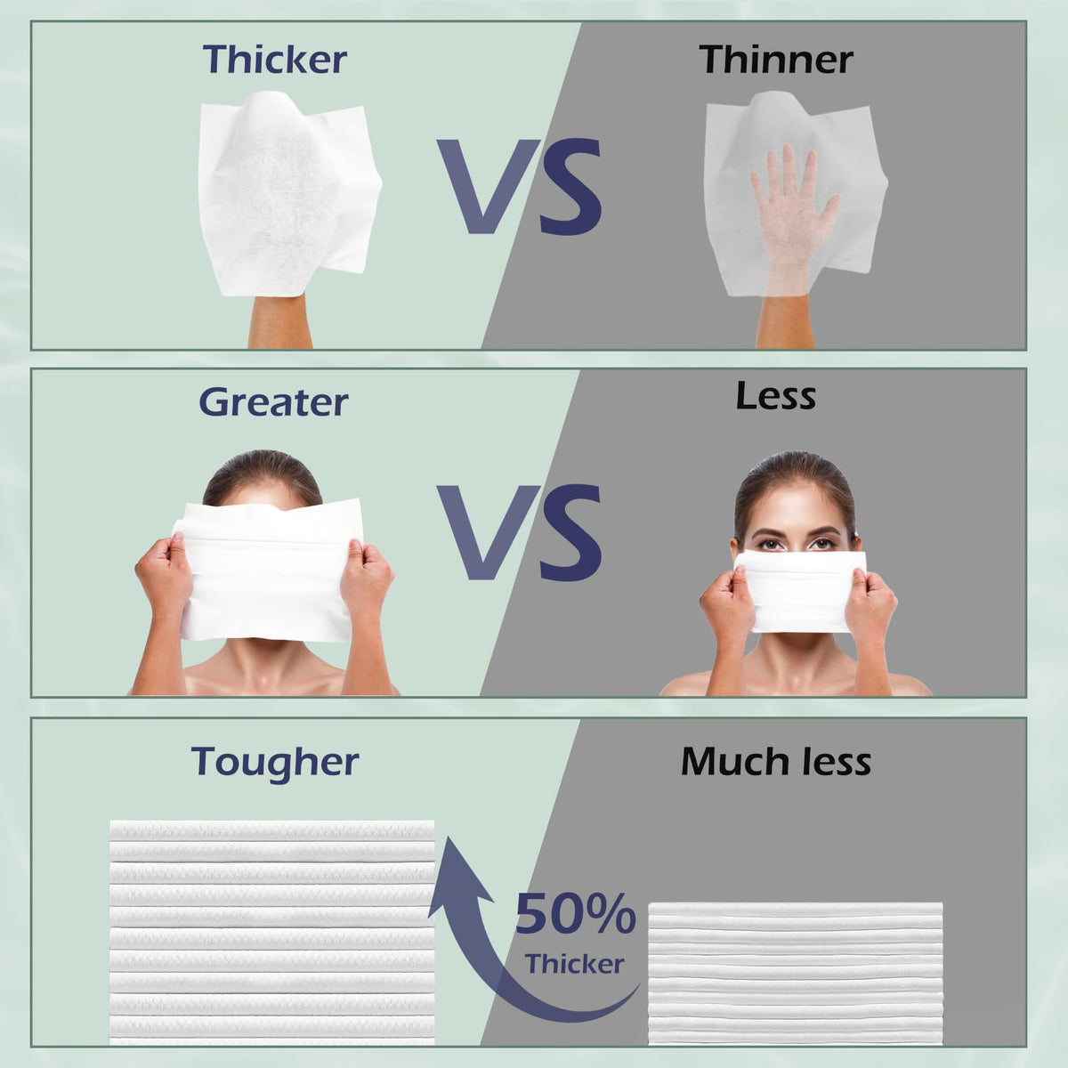 PureSoftness biodegradable cotton towelette shown with leaf icon