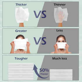 PureSoftness biodegradable cotton towelette shown with leaf icon