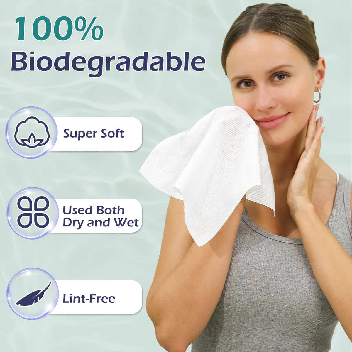 PureSoftness extra-large face towel laid flat on sink for cleansing