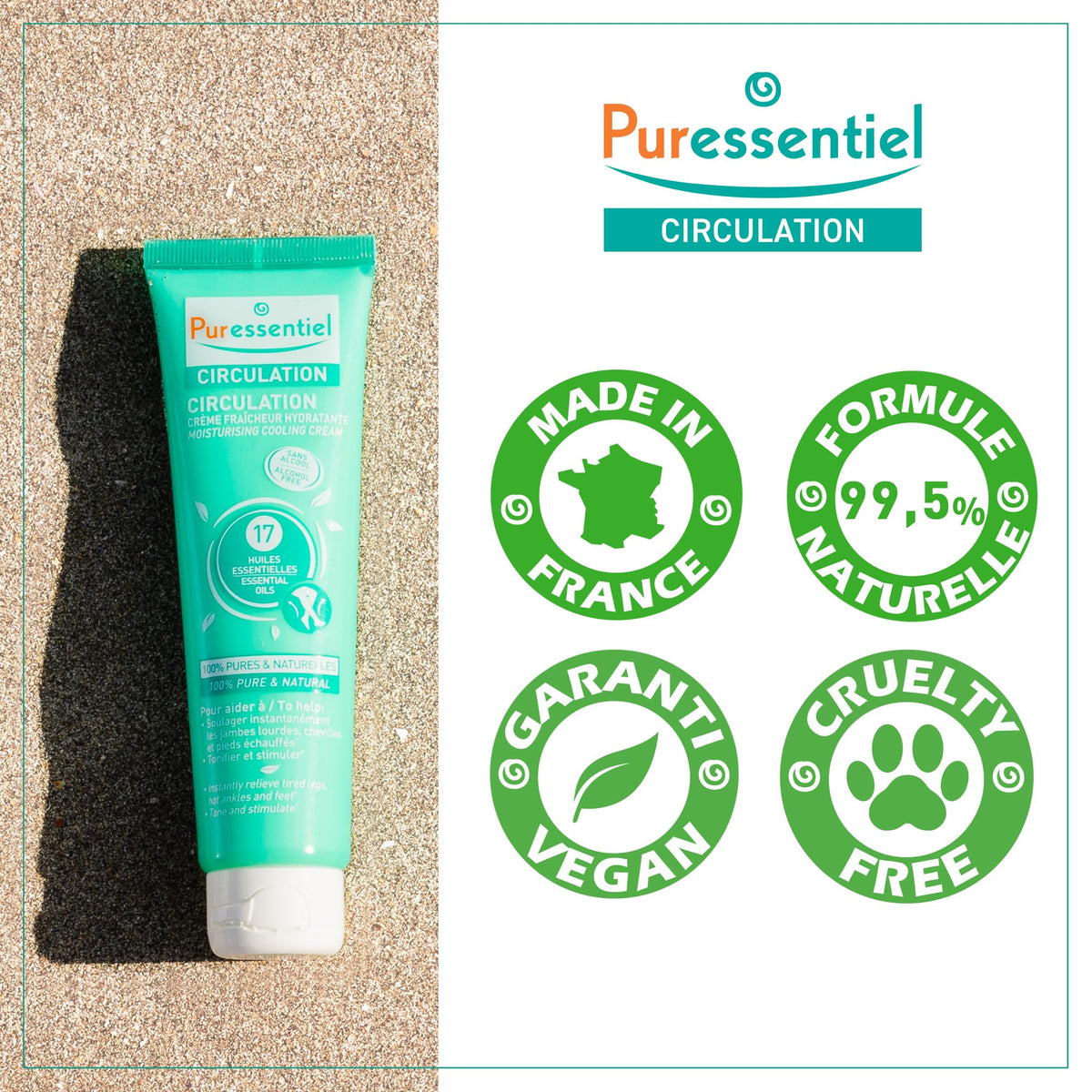 Daily leg massage with Puressentiel Circulation Moisturising Cooling Cream