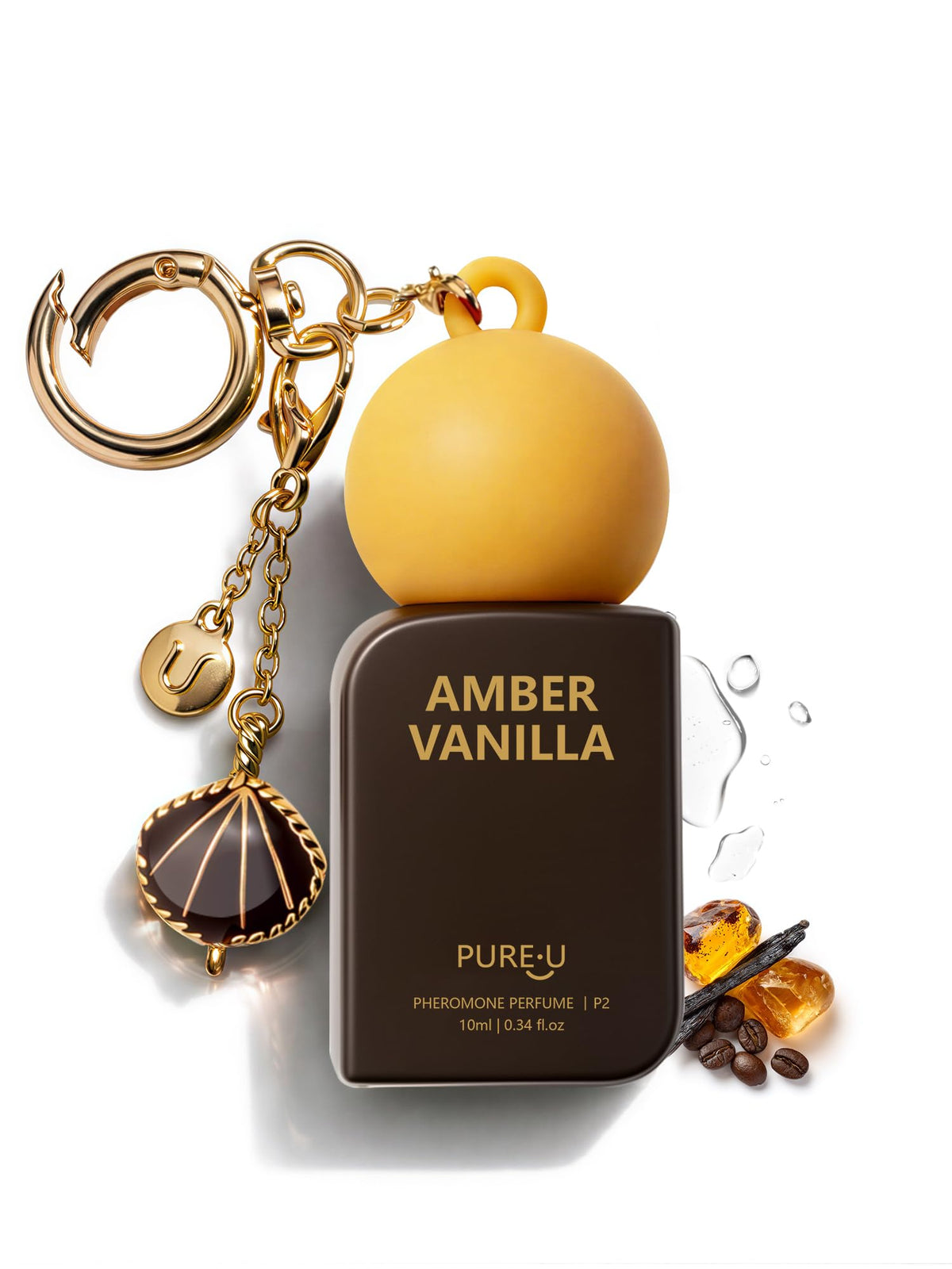 PureU Amber Vanilla perfume oil bottle shows long lasting fragrance