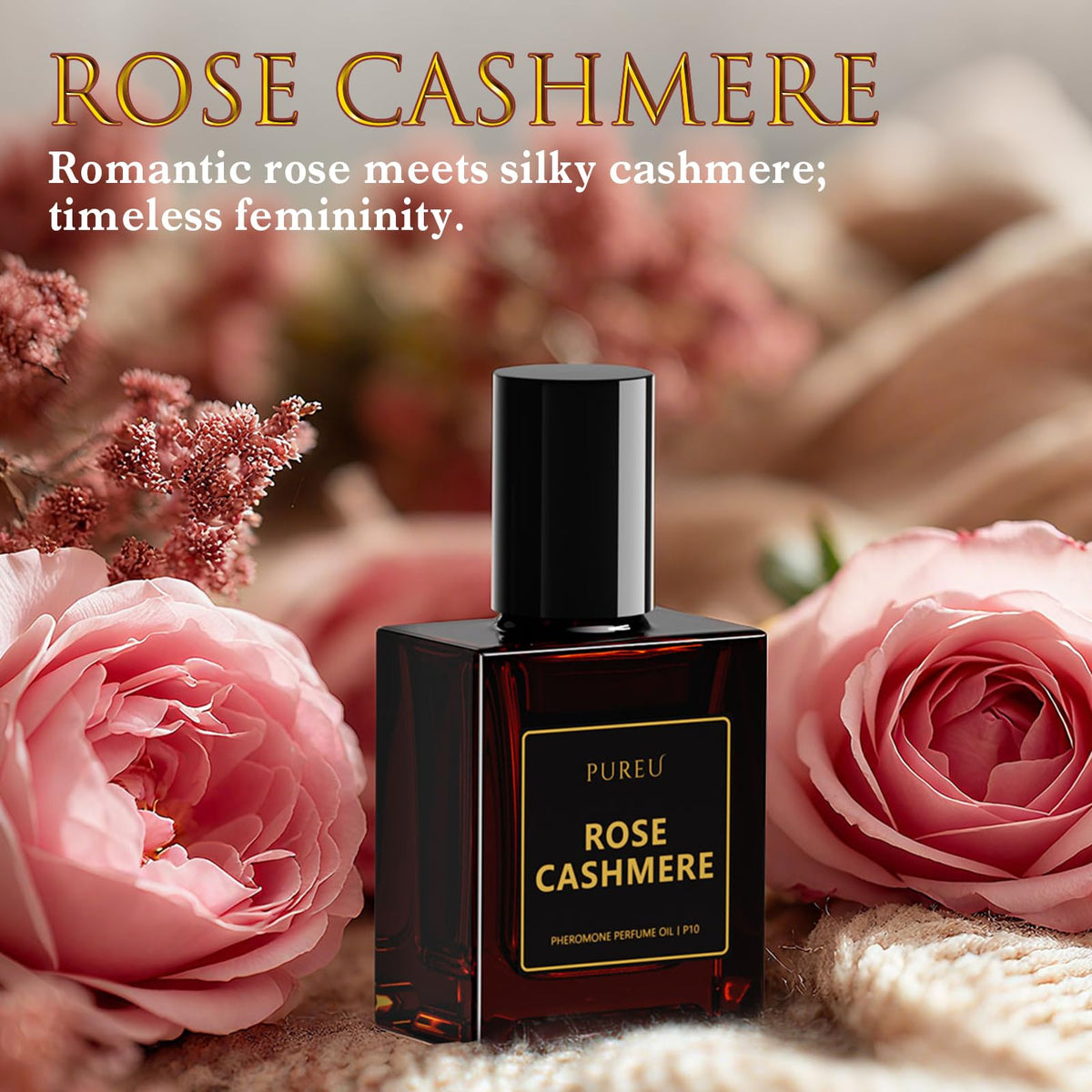 PUREU Rose Cashmere packaging highlights premium USA-made quality.