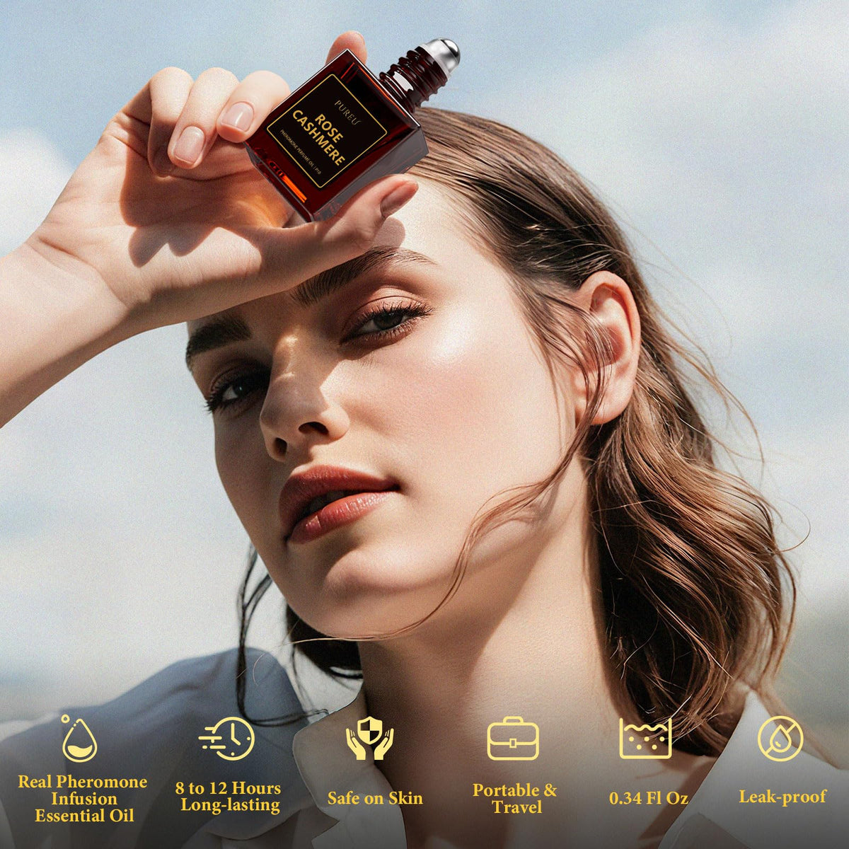 PUREU Rose Cashmere at pulse points for a lasting scent experience.