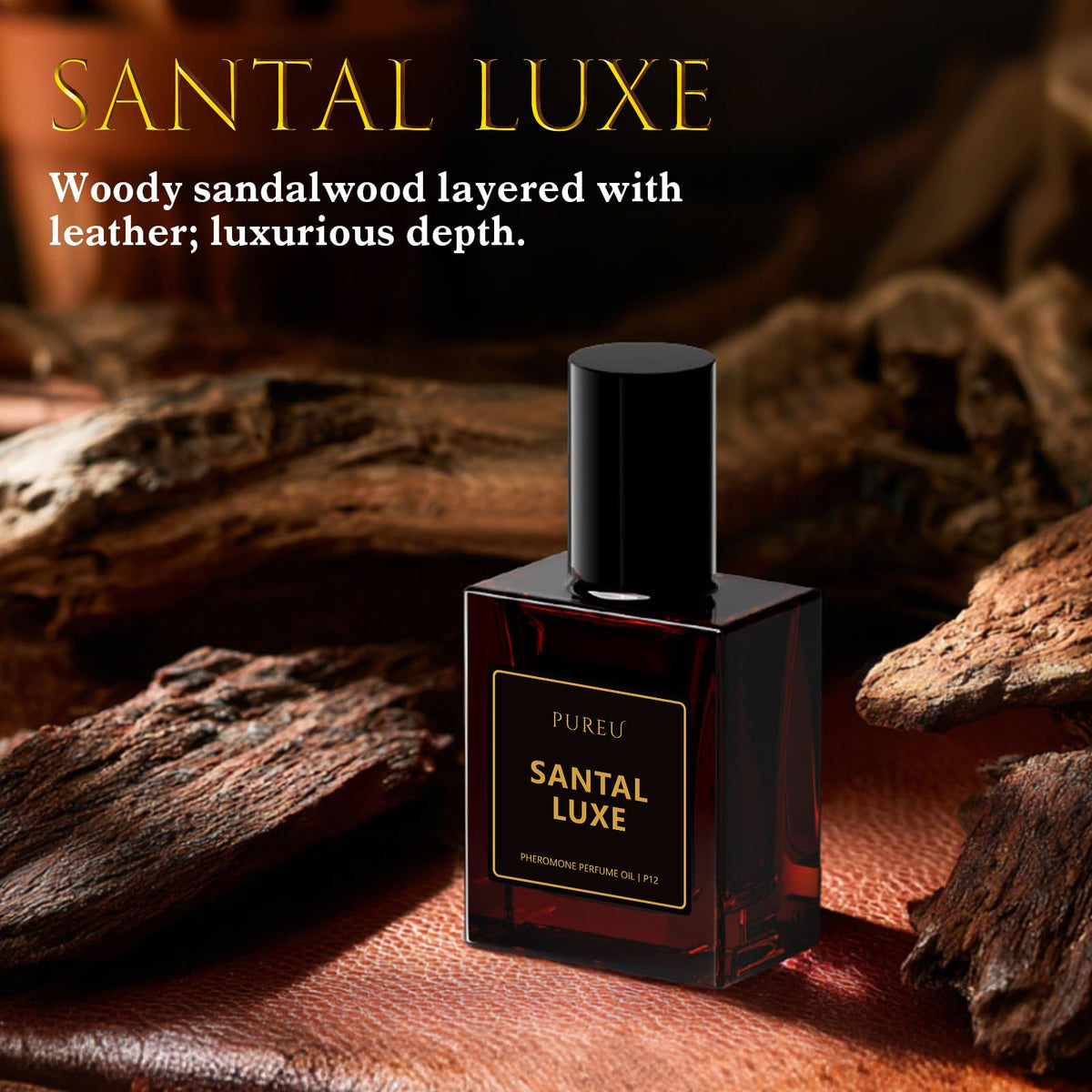 PUREU Santal Luxe USA-lab label signals quality-made fragrance.
